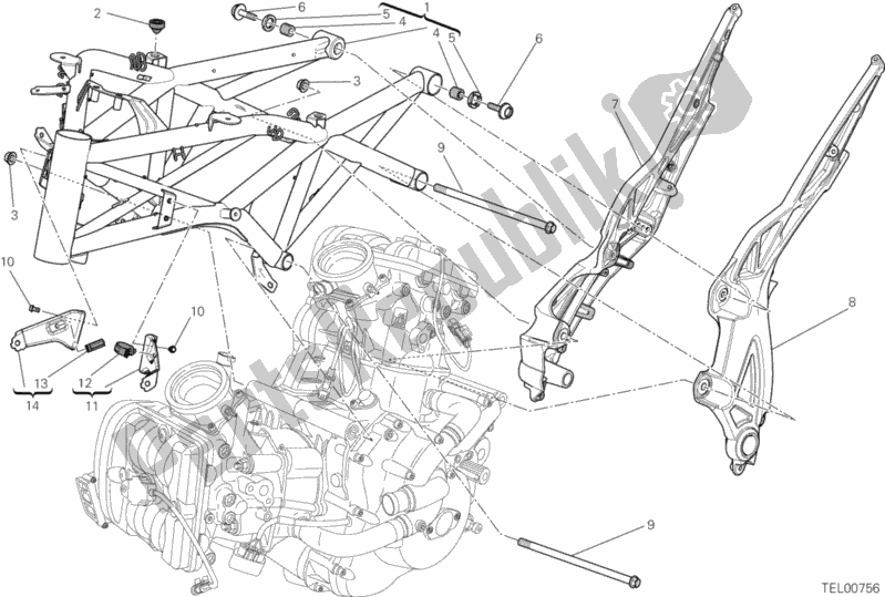 All parts for the Frame of the Ducati Diavel Carbon 1200 2012